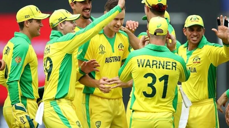 Australia celebrate after winning the match against England Australia celebrate after winning the match against England