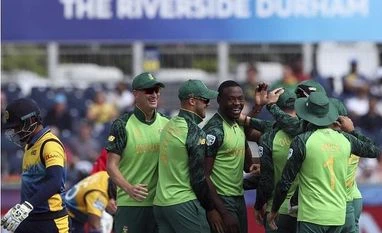 T20 WC: Windies 'dangerous team', cannot underestimate them, says Rabada Sri Lanka's captain Dimuth Karunaratne, left, leaves the crease after being dismissed by South Africa's bowler Kagiso Rabada, middle