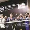 Airtel Africa Chairman Sunil Bharti Mittal (centre), along with the management, at the London Stock Exchange on Friday 	 Photo: LSE
