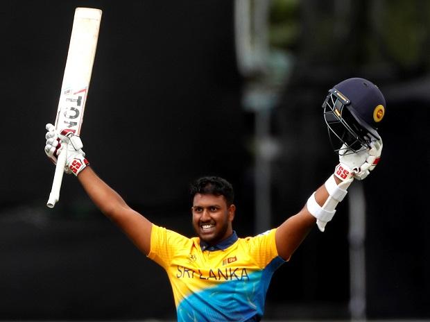 Avishka Fernando after his maiden ODI century Avishka Fernando after his maiden ODI century