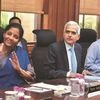 Nirmala Sitharaman with Shaktikanta Das and Finance Secretary Subhash Chandra Garg (right) in New Delhi on Monday | photo: sanjay k sharma