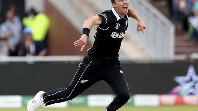 Zealand's Trent Boult celebrates the dismissal of India's captain Virat Kohli during the Cricket World Cup semi-final match Zealand's Trent Boult celebrates the dismissal of India's captain Virat Kohli during the Cricket World Cup semi-final match