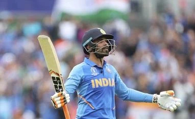 Arjuna award will always motivate me to give my best for India: Jadeja Manchester: India's Ravindra Jadeja reacts towards team's dressing room to celebrate scoring fifty runs during the Cricket World Cup semi-final match between India and New Zealand at Old Trafford. Photo: AP | PTI