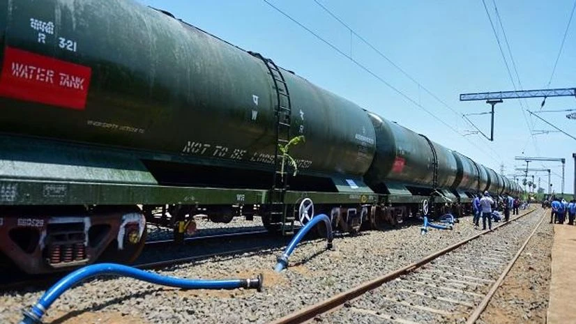 A train of 50 wagons filled with water from Jolarpet arrives at Chennai A train of 50 wagons filled with water from Jolarpet arrives at Chennai
