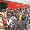 Visitors thronged railway stations across Kashmir, to leave the state. Photo: PTI