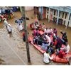 National Disaster Response Force (NDRF) conducts a rescue operation at a flooded area of Tambve village in Karad