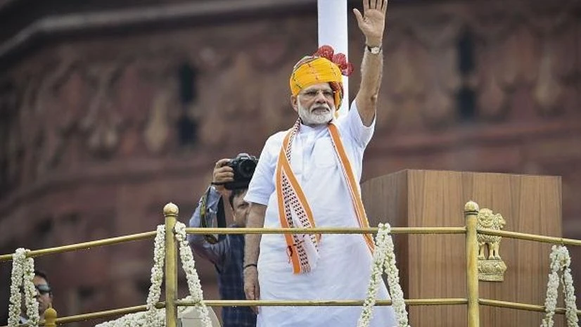 New Delhi: Prime Minister Narendra Modi waves at the crowd from the ramparts of the historic Red Fort on the occasion of 73rd Independence Day, in New Delhi, Thursday, Aug 15, 2019. (PTI Photo/Arun Sharma) New Delhi: Prime Minister Narendra Modi waves at the crowd from the ramparts of the historic Red Fort on the occasion of 73rd Independence Day, in New Delhi, Thursday, Aug 15, 2019. (PTI Photo/Arun Sharma)