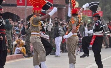 Pak Independence Day: Rangers, BSF exchange sweets at Attari-Wagah border Attari: BSF and PAK Rangers during the Beating Retreat border ceremony on the occasion of 73rd Independence Day, at Attari-Wagah border post, about 35km from Amritsar, Thursday, Aug 15, 2018. (PTI Photo)