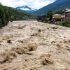 Kullu: A view of the swollen Beas river following heavy monsoon rain, in Kullu, Sunday, Aug 18, 2019. (PTI Photo)