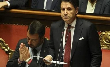Italian PM Giuseppe Conte faces challenge as Renzi again disrupts Giuseppe Conte, Italy's prime minister, addresses the Senate in Rome, Italy, on Tuesday, Aug. 20, 2019. Alessia Pierdomenico/ Bloomberg