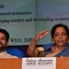 MoS Finance Anurag Thakur and FM Nirmala Sitaraman at a press confrence in New Delhi (Photo- Sanjay K Sharma)