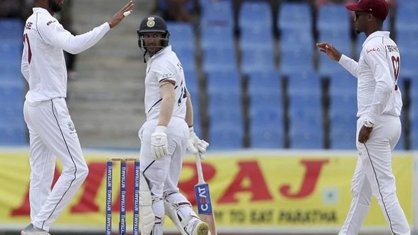India vs west indies, Mayank Agarwal leaves the pitch after being dismissed by Roston Chase India vs west indies, Mayank Agarwal leaves the pitch after being dismissed by Roston Chase