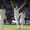 Josh Hazlewood celebrates after dismissing England's Joe Root