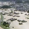 An aerial view shows submerged houses and facilities at a flooded area in Takeo, Saga prefecture, southern Japan.  Photo: Reuters