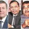 Guenter Butschek, CEO &amp; MD, Tata Motors; Pawan Goenka, MD, M&amp;M; Nitin Gadkari, Union minister for road transport, highways