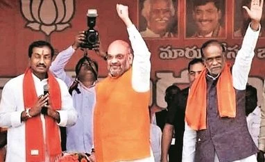BJP working hard to emerge as first alternative to TRS in Telangana In the Lok Sabha polls, the BJP, with four seats, finished only behind the TRS (9) in Telangana | Photo: PTI