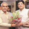 Uttarakhand Urban Development Minister  Madan Kaushik with Union Commerce Minister Piyush Goyal in New Delhi on Monday 	PHOTO: PTI