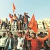 Ram janmabhoomi supporters showing their support for Ram temple