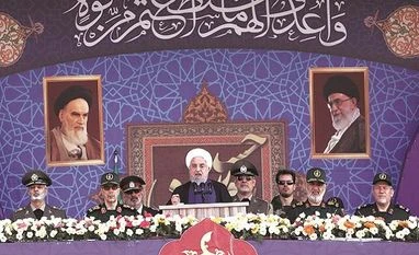 Iran President Rouhani accuses foreign forces of raising Gulf 'insecurity' Iranian President Hassan Rouhani during the National Army Day parade ceremony in Tehran, on Sunday PHOTO: Reuters