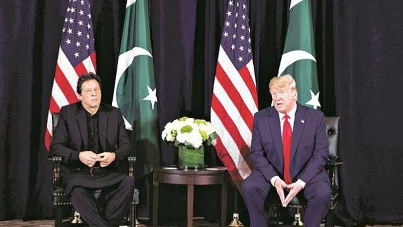 US President with Pakistani PM Imran Khan in New York , on Monday Photo:ap/pti US President with Pakistani PM Imran Khan in New York , on Monday Photo:ap/pti