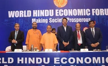 World Hindu Economic Forum looks to attract investments, boost prosperity Photo caption: (L to R) Banmali Agarwala, President, infrastructure and defense and Aerospace, Tata Sons Pvt. Ltd., Swami Vigyananand, Initiator of WHEF, Yogi Adityanath, Chief Minister, Govt. of Uttar Pradesh, Ajay Piramal, Chairman, Piramal Group