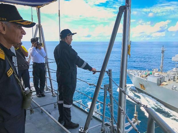 Union Defence Minister Rajnath Singh undertook a day at sea on board INS Vikramaditya with the Western Fleet Union Defence Minister Rajnath Singh undertook a day at sea on board INS Vikramaditya with the Western Fleet