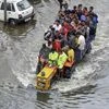 Residents rescued from flood affected Rajendra Nagar area following heavy monsoon rain, in Patna, Monday, Sept. 30, 2019. (PTI Photo)