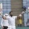 Pune: Indian cricket team Captain Virat Kohli raises his bat after scoring a century on the day 2 of second India-South Africa cricket test match, at Maharashtra Cricket Association Stadium in Pune, Friday, Oct. 11, 2019. (PTI Photo/Mitesh Bhuvad) (