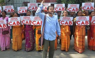 HC rejects bail petition of KMSS leader Akhil Gogoi in violent CAA protests Guwahati: Krishak Mukti Sangram Samiti Adviser Akhil Gogoi with KMSS members protest against the proposed Citizenship Amendment Bill 2016 in Assam, in Guwahati, Friday, Oct. 11, 2019. (PTI Photo) (
