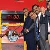 (Left to right) P S Mishra, member of the Traffic Railway Board, Mahendra Pratap Mall, CMD of IRCTC,  Ashish Kumar Chauhan, MD &amp; CEO of the BSE, Ajai Srivastava, group GM of IRCTC, and Krishna Mohan Singh, joint GM of IRCTC, at the listing ceremo