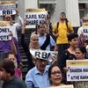 PMC Bank Account Holders Protest Outside RBI Fort Mumbai and Town Hall in Mumbai on Saturday, 19th Oct, 2019.- KAMLESH PEDNEKAR.
