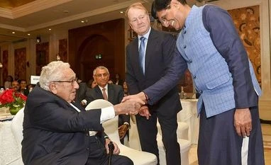 Piyush Goyal says most trade issues with US resolved, announcement soon Union Commerce and Industry Minister Piyush Goyal with former US secretary of state Henry Kissinger