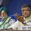 Communications and IT minister Ravi Shankar Prasad (right) at a press conference with Minister of Housing and Urban Affairs Hardeep Singh Puri