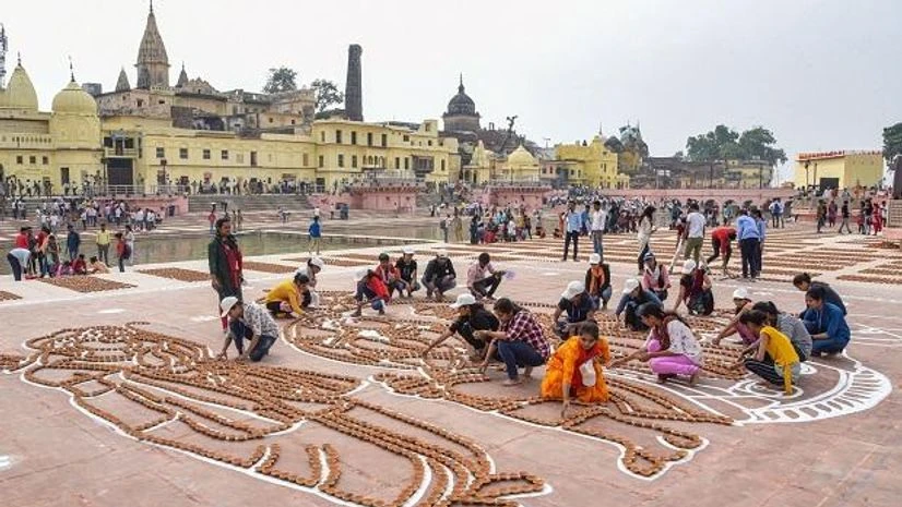 Preparations underway at Ram ki Paidi ahead of 'Deepotsav' celebrations on the banks of River Saryu, in Ayodhya Preparations underway at Ram ki Paidi ahead of 'Deepotsav' celebrations on the banks of River Saryu, in Ayodhya