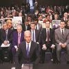 Boeing CEO Dennis Muilenburg (centre) sits in front of family members of Boeing 737 MAX crash victims ahead of the testimony before a Senate Committee. Photo: Reuters