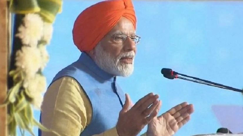 Modi Prime Minister Narendra Modi speaks during the inauguration of the integrated check-post of Kartarpur Corridor at Dera Baba Nanak in Gurdaspur, Saturday, Nov. 9, 2019
