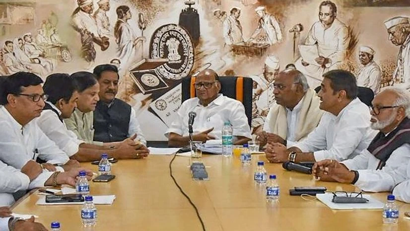 NCP Congress meeting, Sharad Pawar Mumbai: Congress leaders during a meeting with Nationalist Congress Party (NCP), in Mumbai (Photo: PTI)