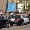 Sheriffs escort students and faculty out of Saugus High School after a shooting at the school, in Santa Clarita, California, U.S., November 14, 2019