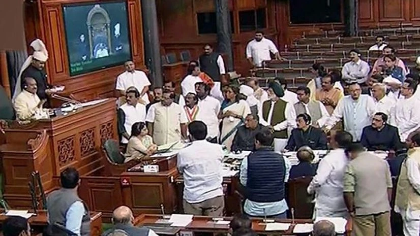 Lok Sabha, opposition, Congress, New Delhi: Rajya Sabha Chairman M Venkaiah Naidu addresses in the Rajya Sabha on the first day of the Winter Session of Parliament, in New Delhi, Monday, Nov. 18, 2019. (RSTV/PTI Photo)