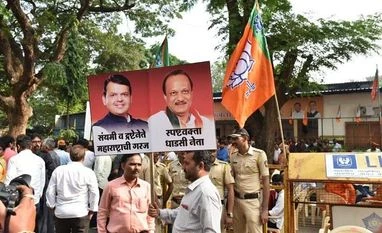 Ajit Pawar's removal as leader of NCP legislature party is invalid: BJP BJP workers celebrating at Mumbai BJP HQ