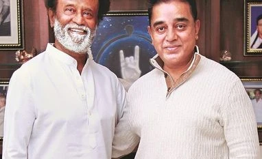 Rajinikanth, Kamal Haasan, Rajinikanth, who is considered close to the BJP, is more into spiritual politics, while Kamal Haasan is inclined towards rationalists and has Leftist political views | Photo: PTI