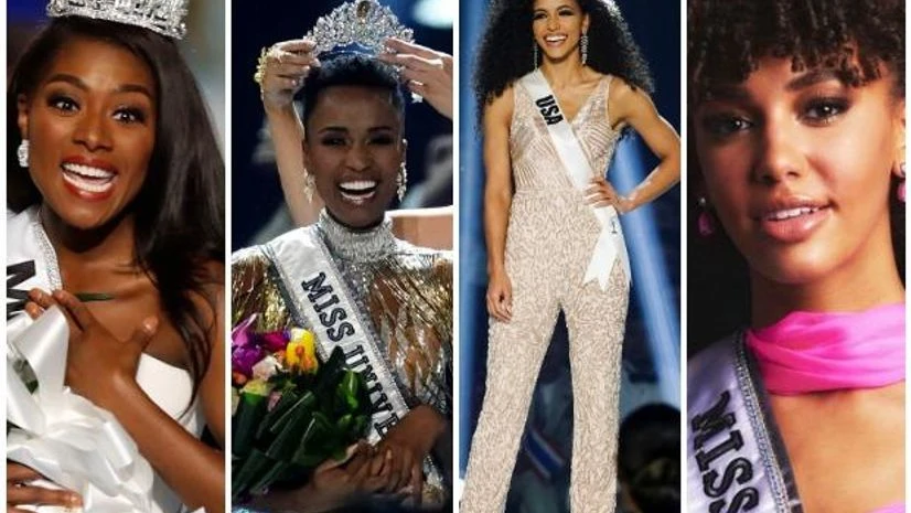 weekend From Left: Nia Franklin, Zozibini Tunzi, Cheslie Kryst, Kaliegh Garris