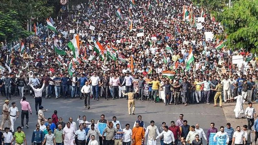 Mamata Banerjee, CAA, NRC protest Mamata Banerjee leads a rally of thousands of partymen, vowing not to allow NRC and Citizenship Act in West Bengal in Kolkata. Photo: PTI