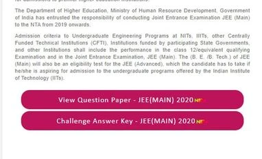 JEE Main Answer Key 2020 released on jeemain.nic.in: All you must know jee main