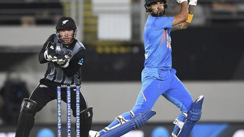 India's K L Rahul bats as New Zealand wicketkeeper Tim Seifert looks on during the Twenty/20 cricket international between India and New Zealand in Auckland. Photo: AP | PTI India's K L Rahul bats as New Zealand wicketkeeper Tim Seifert looks on during the Twenty/20 cricket international between India and New Zealand in Auckland. Photo: AP | PTI