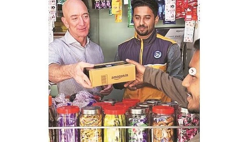 Jeff Bezos at a kirana store Jeff Bezos at a kirana store
