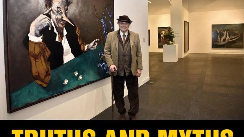 Gerard Garouste and his painting Pinocchio and the Dice Game (2017). Photos: Dalip Kumar Gerard Garouste and his painting Pinocchio and the Dice Game (2017). Photos: Dalip Kumar