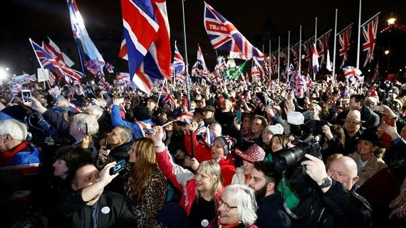 People celebrate Britain leaving the EU on Brexit day in London. Photo: Reuters Brexit