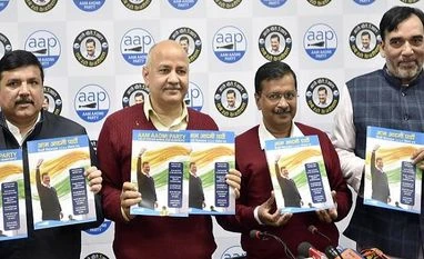 Delhi polls: AAP manifesto promises to allow markets to stay open 24 hrs Arvind Kejriwal, AAP, Manish Sisodiya, Sanjay Singh, Gopal Rai