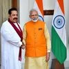 Narendra Modi, Sri Lankan Prime Minister Mahinda Rajapaksa